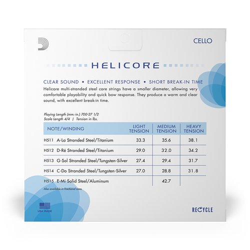 DAddario H510 4/4H Helicore Set di corde per violoncello Heavy Tension