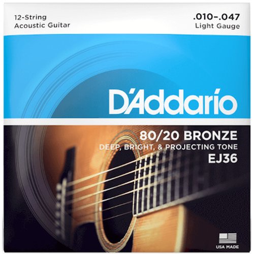 DAddario EJ36 80/20 Bronze Round Wound 010/047 12-String