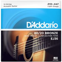 DAddario EJ36 80/20 Bronze Round Wound 010/047 12-Cordes