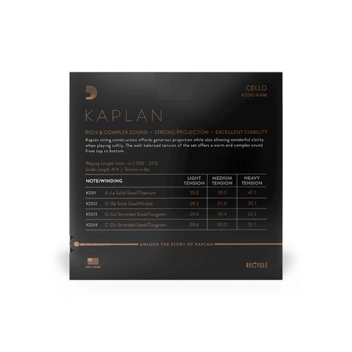 DAddario KS511 4/4M Kaplan Cello A-Saite, 4/4 Scale, Medium Tension