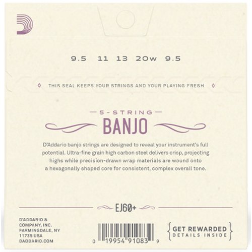 DAddario EJ60+ Banjo Nickel 009.5/020