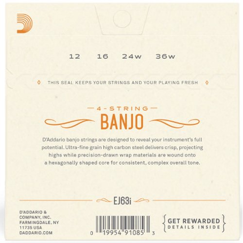 DAddario EJ63i Irish Tenor Banjo Nickel 012/036