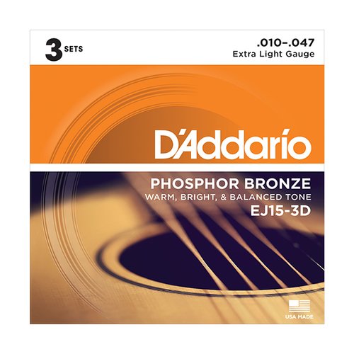 DAddario EJ15-3D Cuerdas Phosphor Bronze, Pack de 3 juegos !!