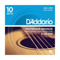DAddario EJ16-10P Phosphor Bronze Strings - Pack of 10...