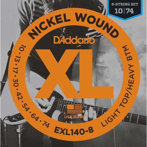 DAddario EXL140-8 10-74, Cuerdas para guitarra 8-Cuerdas