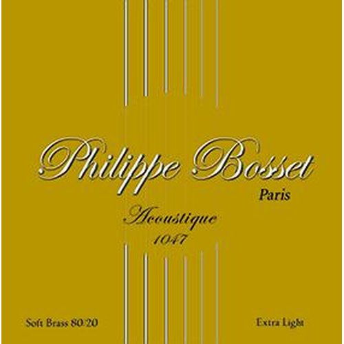 Philippe Bosset 80/20 Bronze Extra Light 010/047 for acoustic guitar.