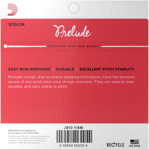 DAddario J810 1/8M Prelude set di corde per violino tensione media