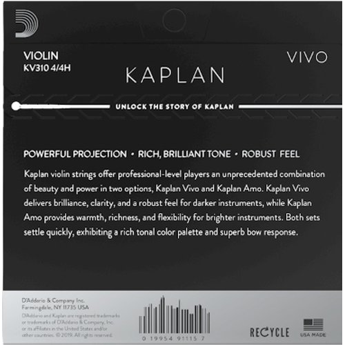 DAddario KV310 4/4H Kaplan Vivo VIolin cuerda Heavy