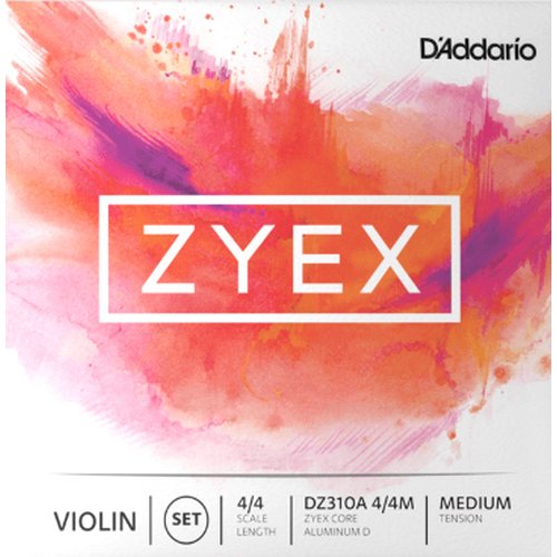 DAddario DZ310S 4/4M Zyex Violin Set con argento (D) Medium Tension