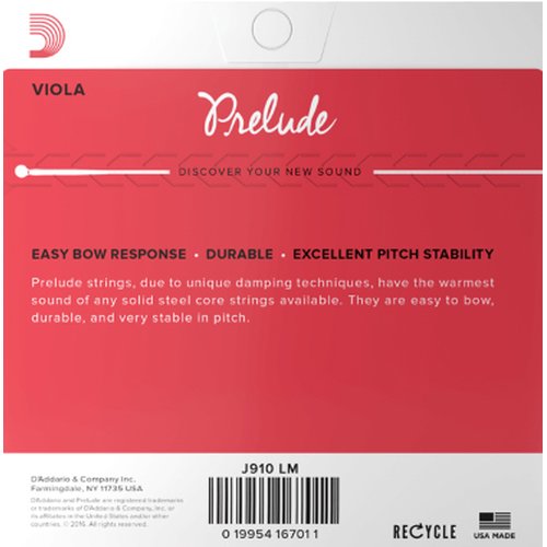 DAddario J910 LM Prelude Viola Set, Long Scale, Medium Tension