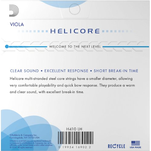 DAddario H410 LH Helicore viola string set, Long Scale, Heavy Tension