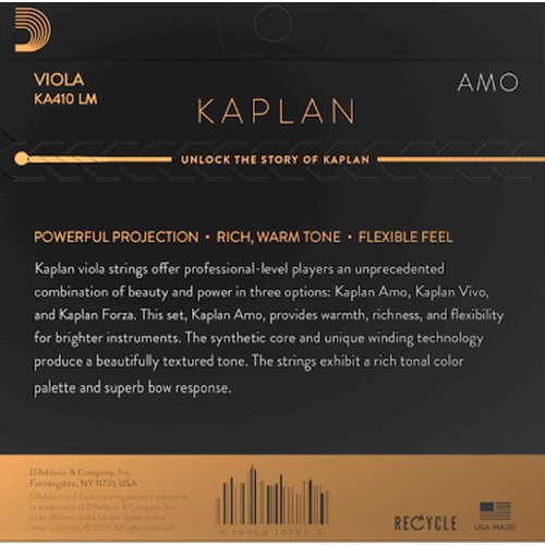 Juego de viola DAddario Kaplan Amo KA410 LM, Long Scale, Medium Tension