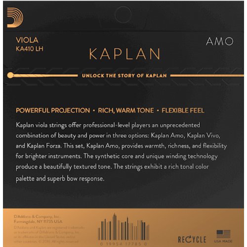 DAddario KA410 LH Kaplan Amo viola string set, Long Scale, Heavy Tension