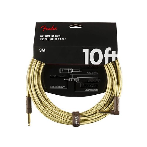 Fender Deluxe Series Guitar cable 10ft, 1x angled, tweed