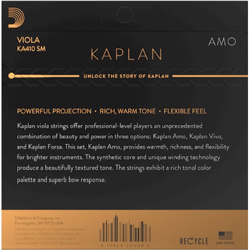 DAddario KA410 SM Kaplan Amo Jeu de cordes pour alto, Short Scale, Medium Tension