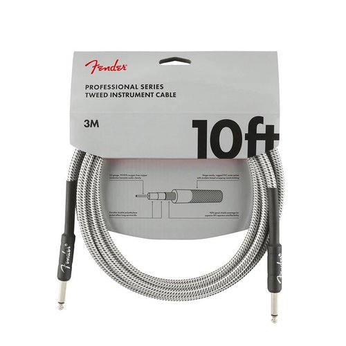 Fender Professional Series guitar cable 10ft, white tweed