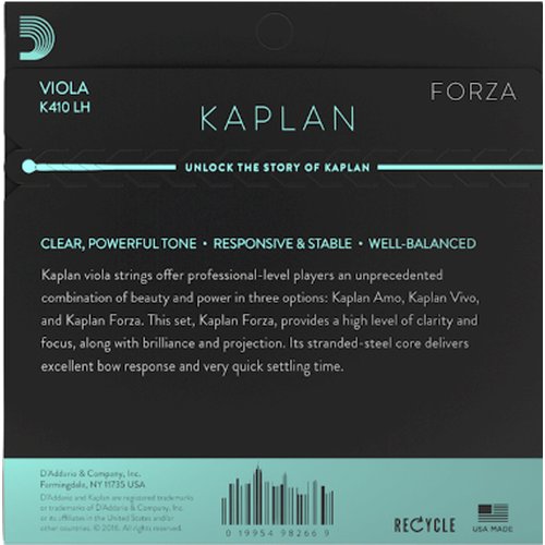 DAddario KA410 LH Kaplan Forza Jeu de cordes pour alto, Longe Scale, Heavy Tension