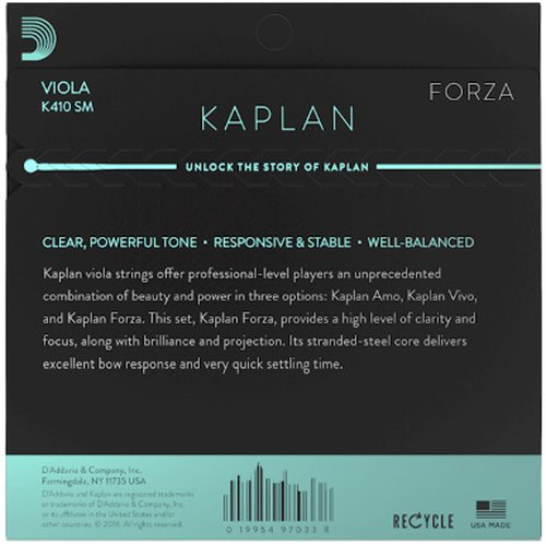 DAddario KA410 SM Kaplan Forza Viola-Saitensatz, Short Scal, Medium Tension