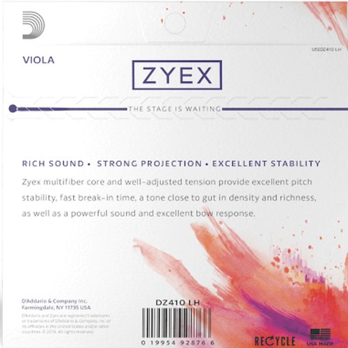 DAddario DZ410 LH Zyex Viola Set, Long Scale, Heavy Tension